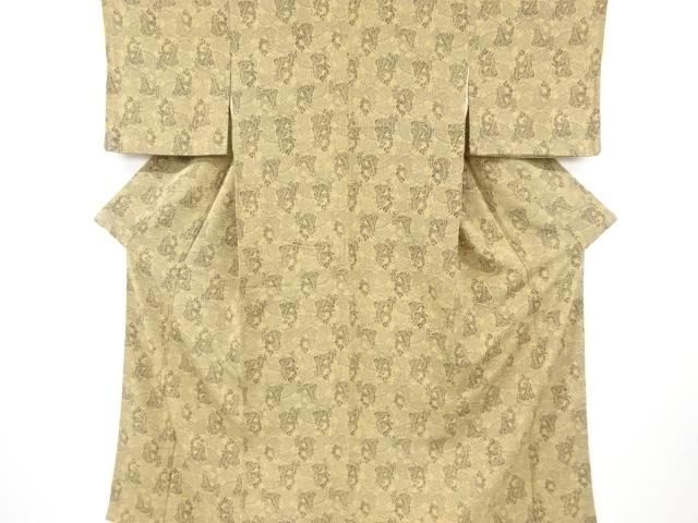 JAPANESE KIMONO / VINTAGE KOMON KIMONO / SILK / CHIRIMEN / FLOWER